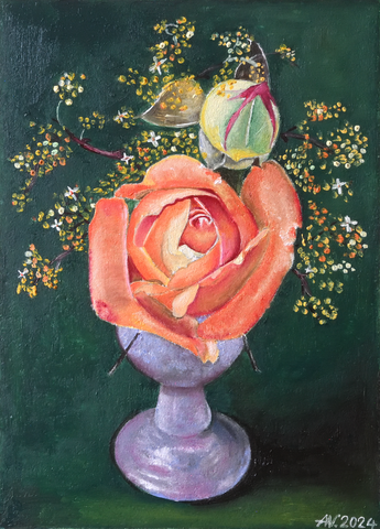 Andreas Wiechert - Rose in blauer Vase