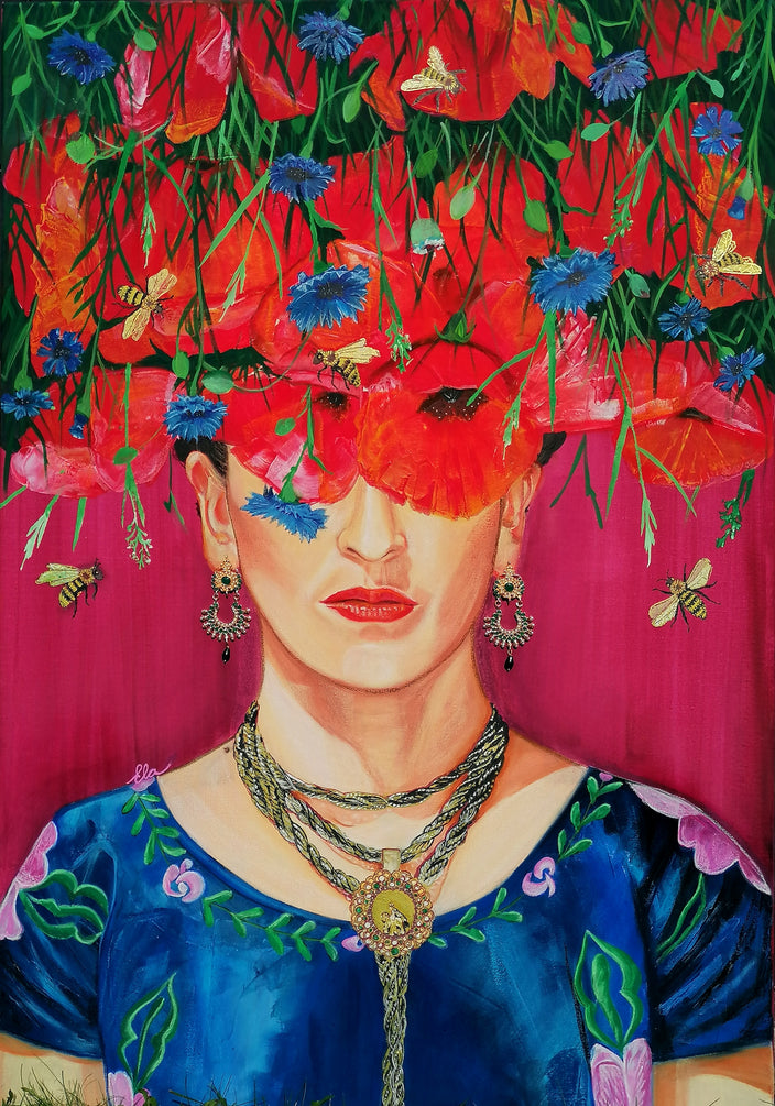 Ela Zollmann - Frida Kahlo - Mohnblumenfeld