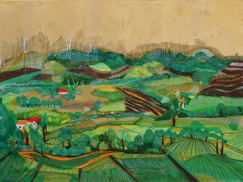 Ariane von Gottberg - Landschaft mit goldenem Himmel