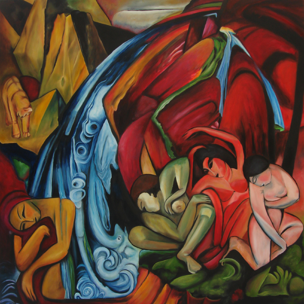 Annegret Warth - Der Wasserfall - Hommage an Franz Marc