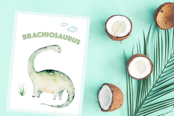 Poster Wandbild / / Kinder KUNST-ONLINE Kinderzimmer Brachiosaurus – |