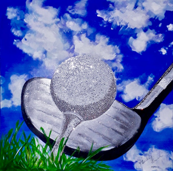 Monika Krusch - Golfball mit Strasssteinen (blau)